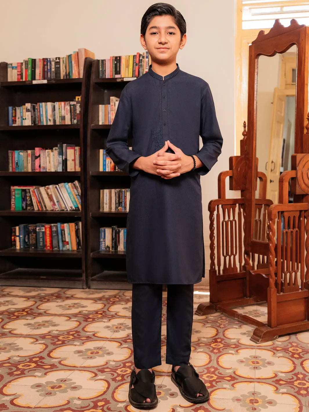 Navy Blue Blended Kurta Trousers - Alt-Kt-086A 1