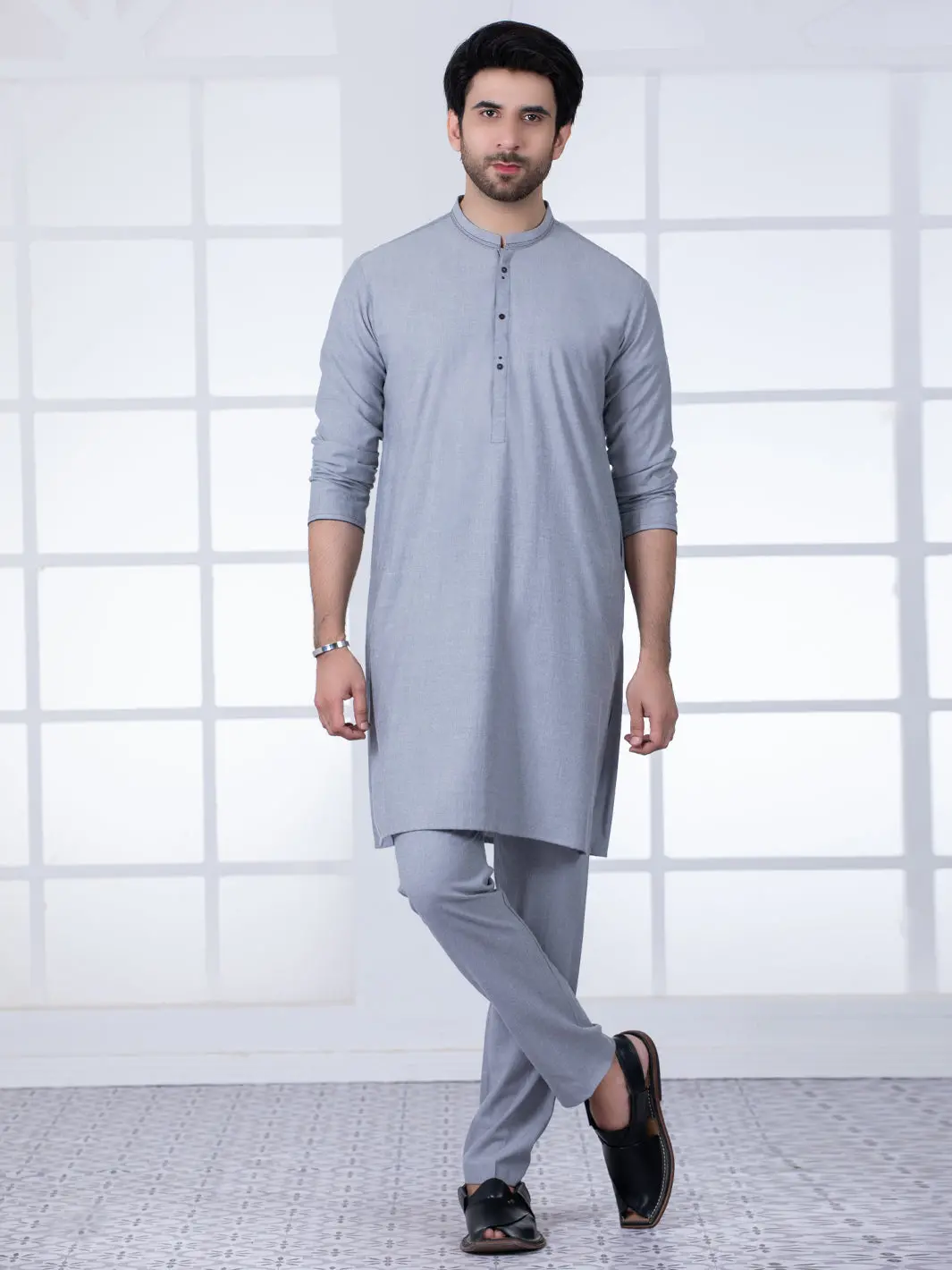 Grey Blended Kurta Trouser - Al-Kt-2796 1