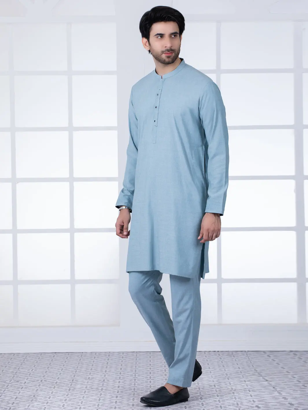 Blue Kurta Blended Trouser - Al-Kt-2797 1
