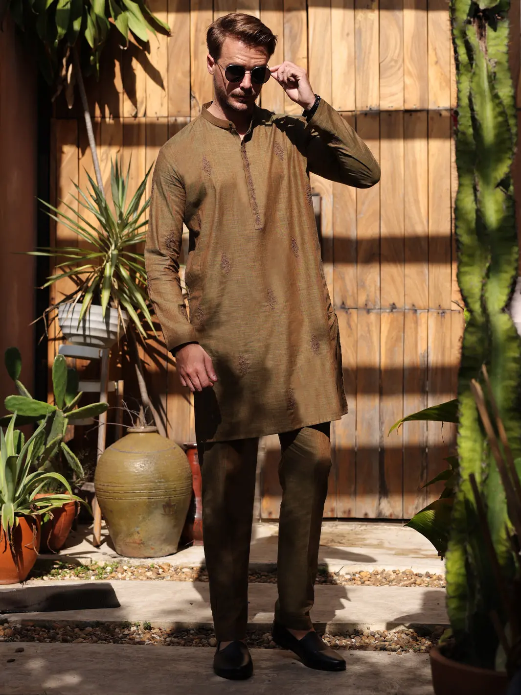 Green Cotton Kurta Trouser - Al-Kt-2930 1