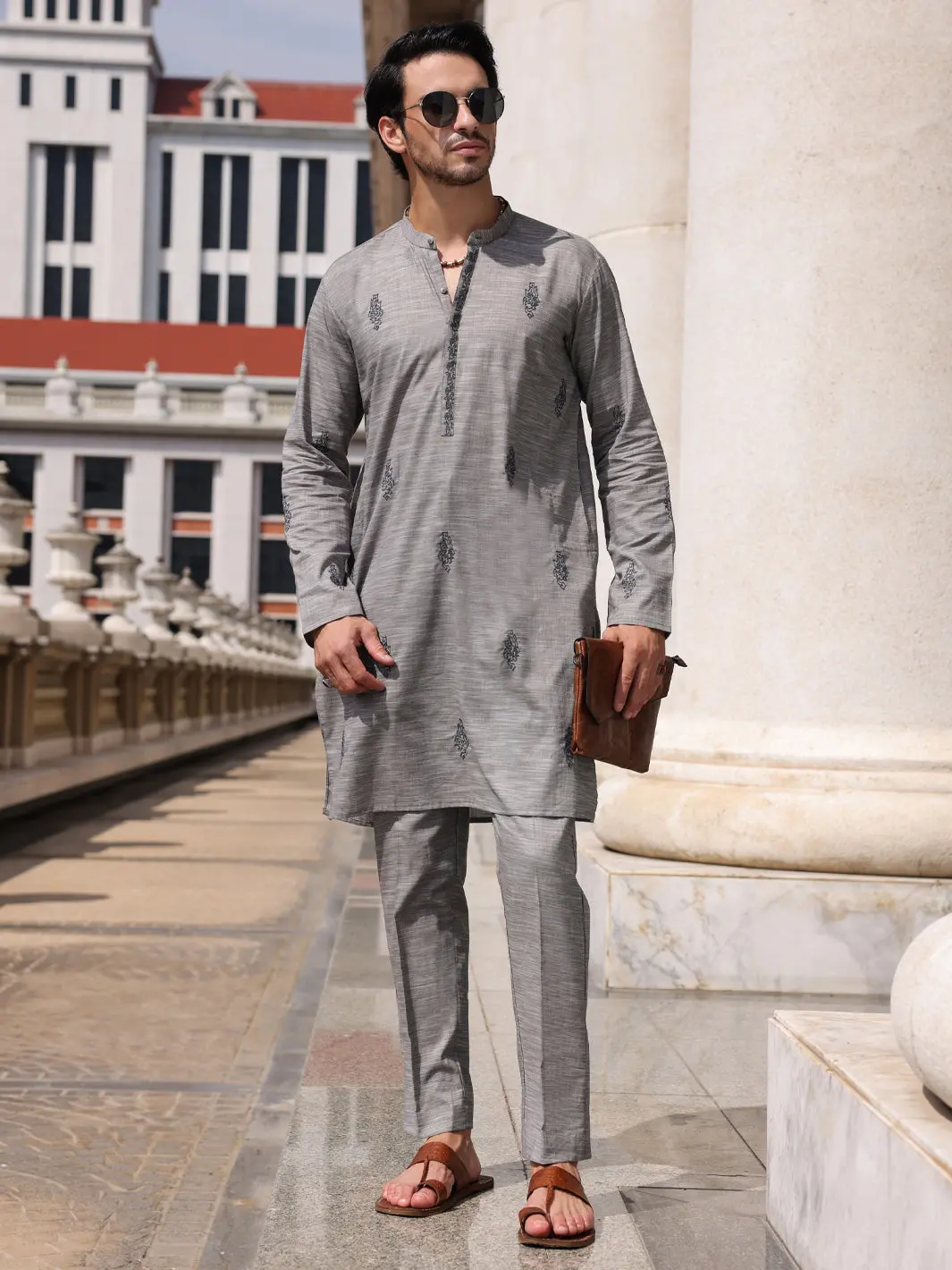 Grey Cotton Kurta Trouser - Al-Kt-2932 1