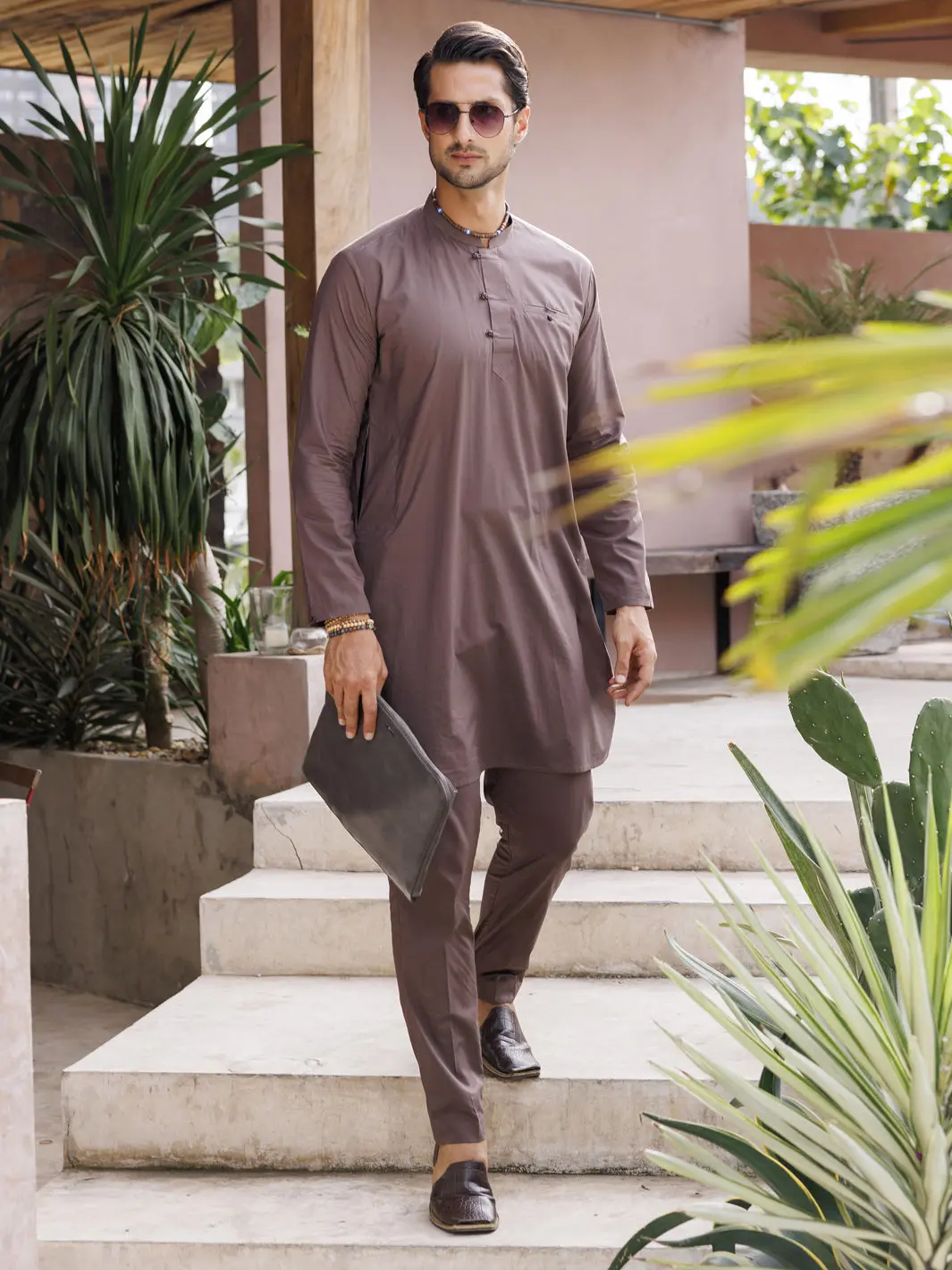 Brown Cotton Kurta Trouser - Al-Kt-2978 1
