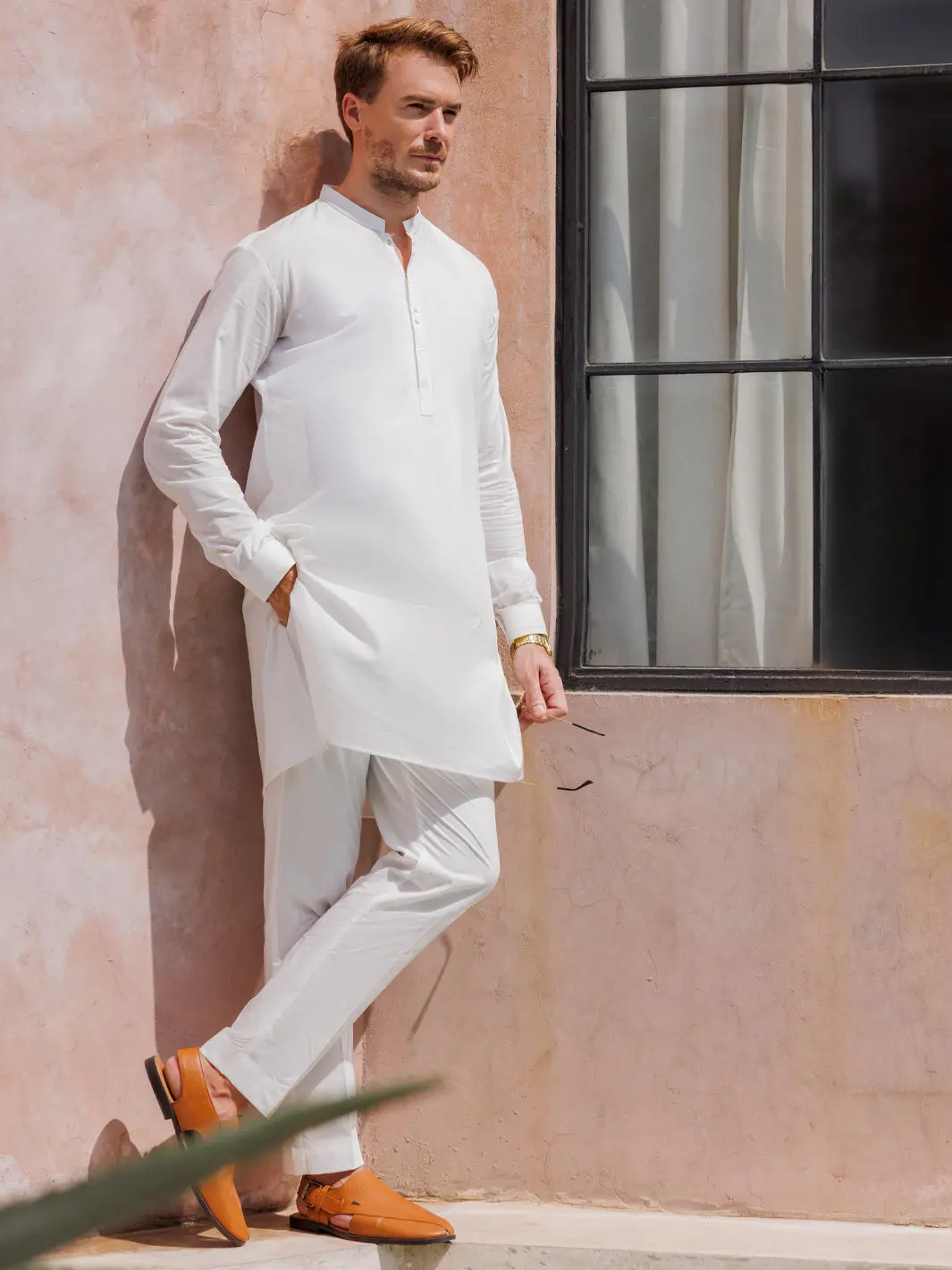 White Cotton Kurta Trouser - Al-Kt-2979 1