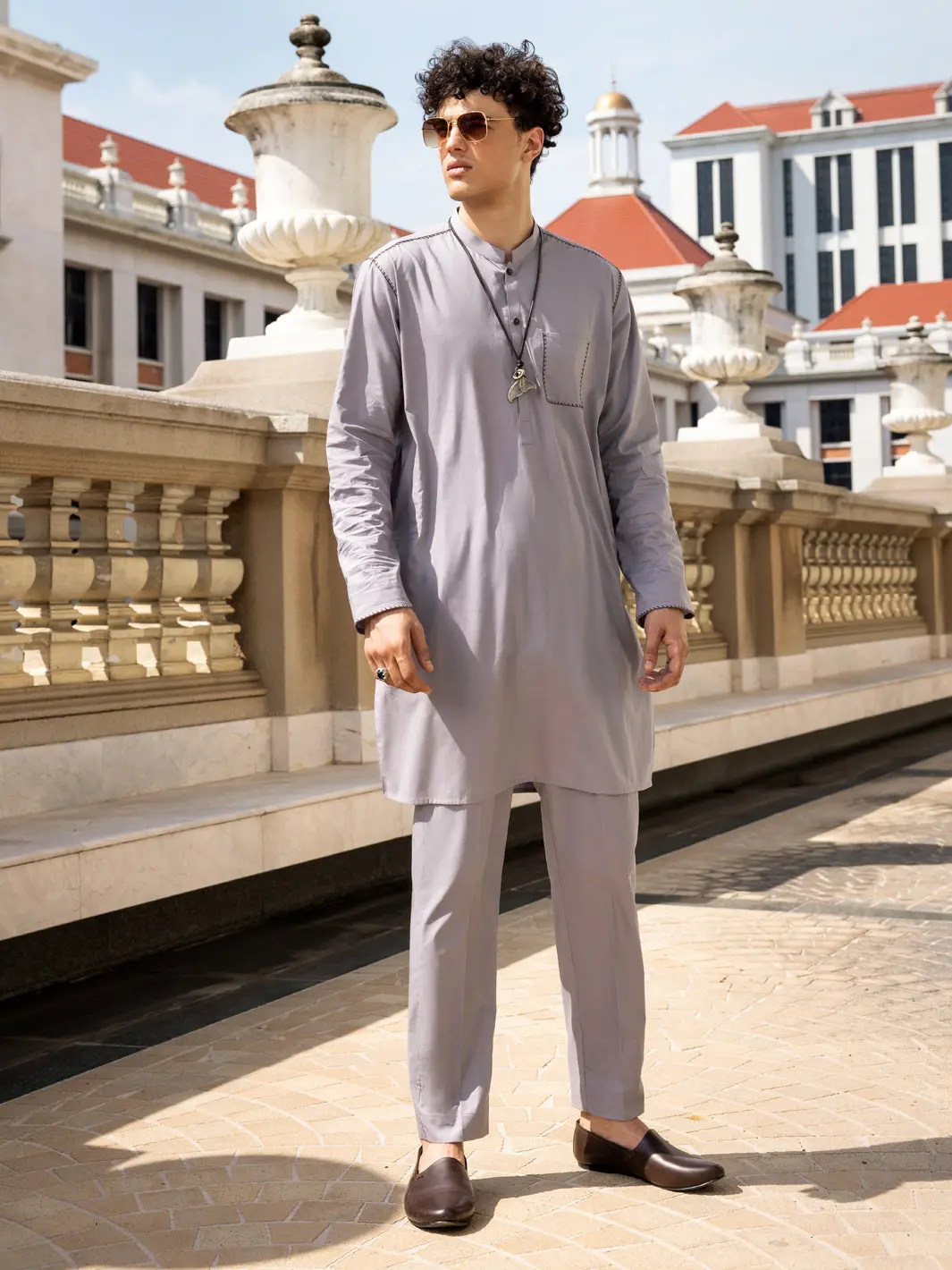 Dull Purple Cotton Kurta Trouser - Al-Kt-2988 1