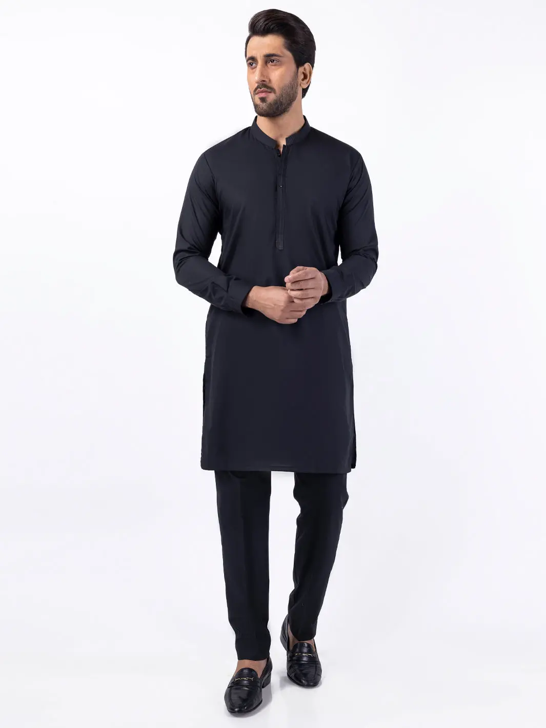 Black Poly Cotton Kurta Trouser - Al-Kt-3046A 1