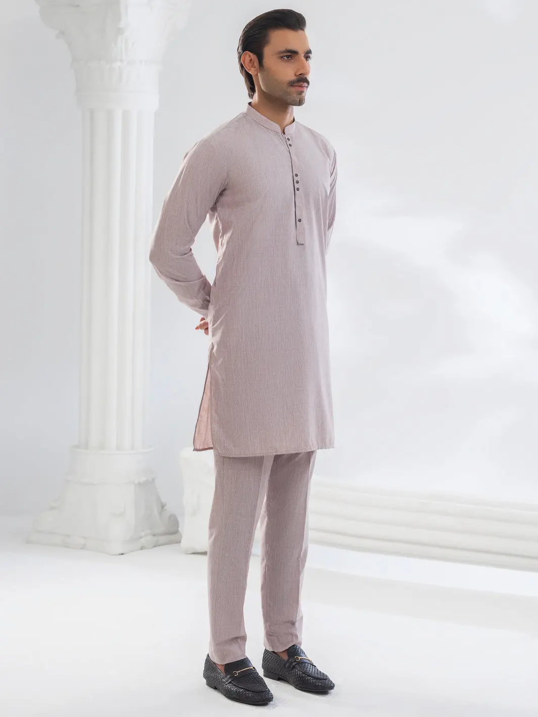 Light Pink Blended Kurta Trouser - Al-Kt-3088 1