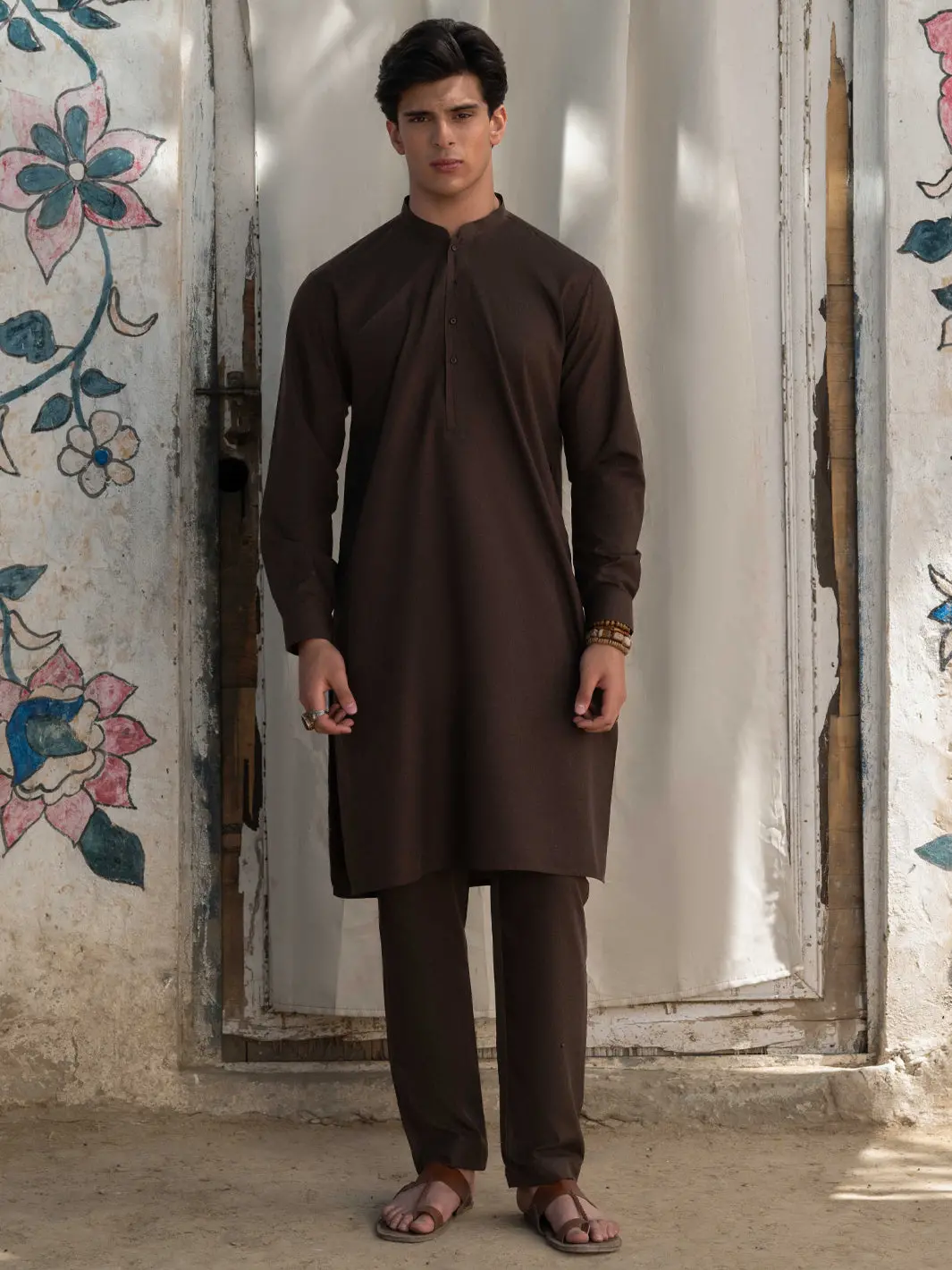 Dark Brown Blended Kurta Trousers - Al-Kt-3179 1