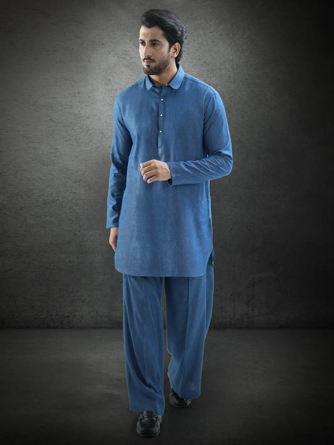 Blue Denim Kurta Trousers - Al-Kt-3282 1