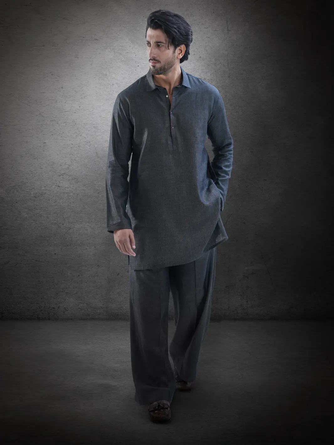 Charcoal Denim Kurta Trousers - Al-Kt-3283 1