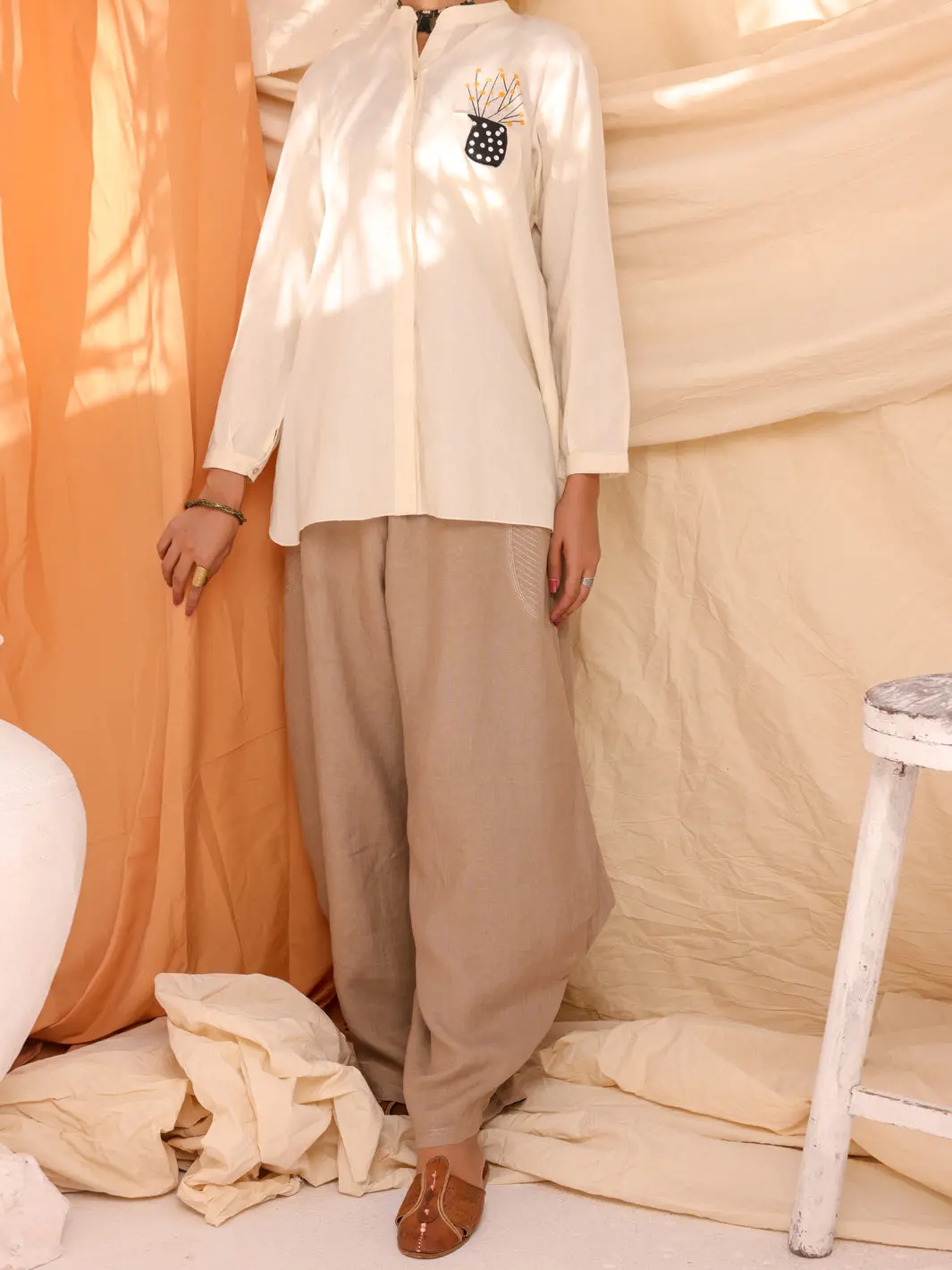 Off White Cotton Tunic - Alcr-Lk-1044 1