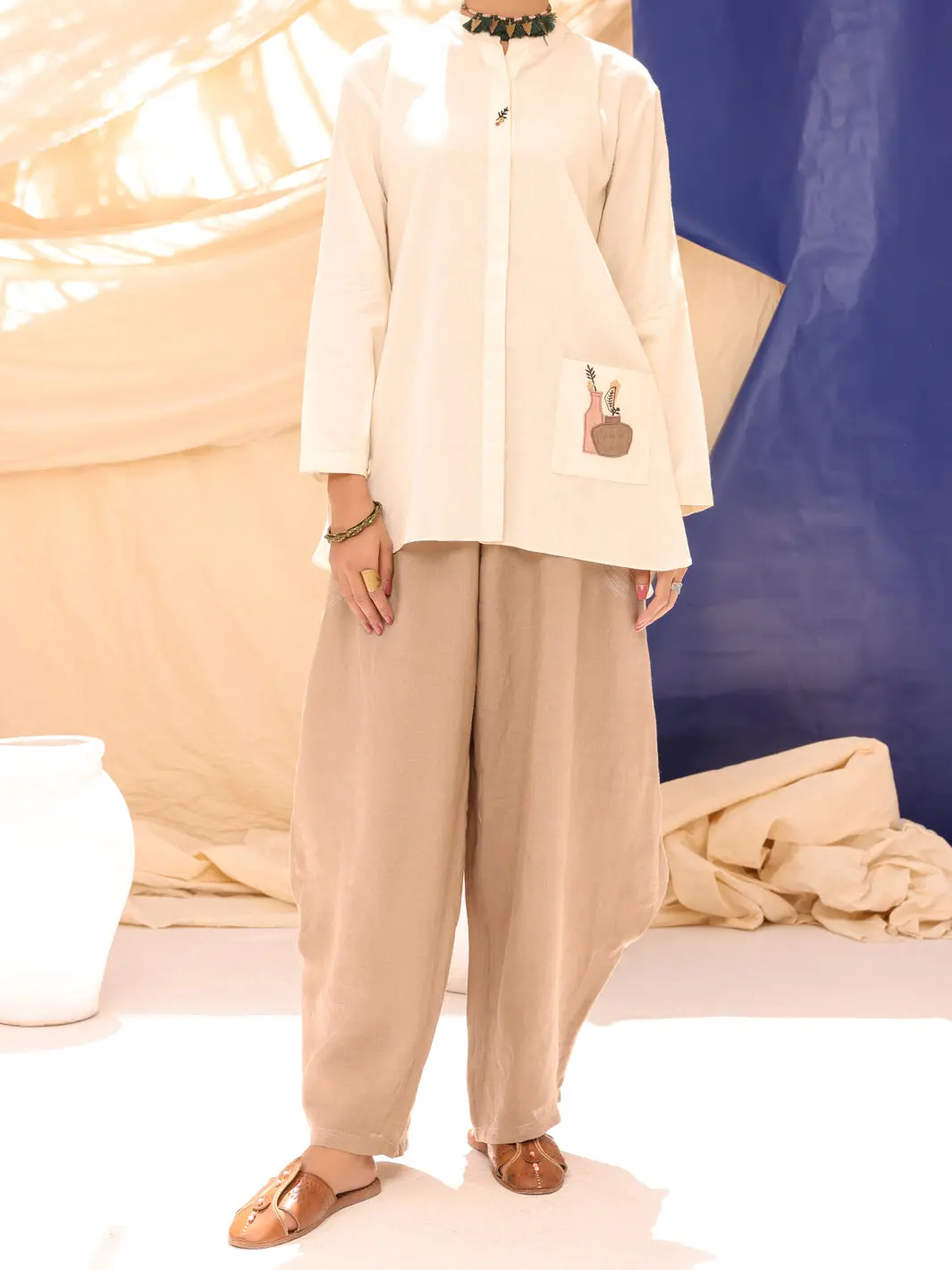 Off White Cotton Tunic - Alcr-Lk-1045 1