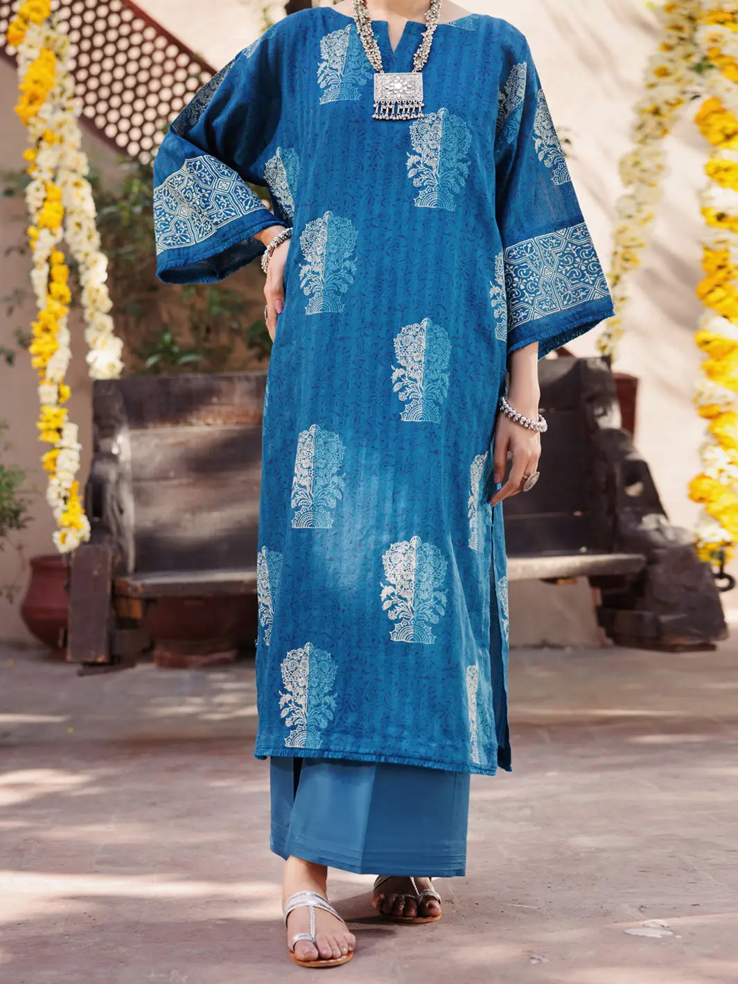Blue Dobby Kurti - Al-Lk-1060 1