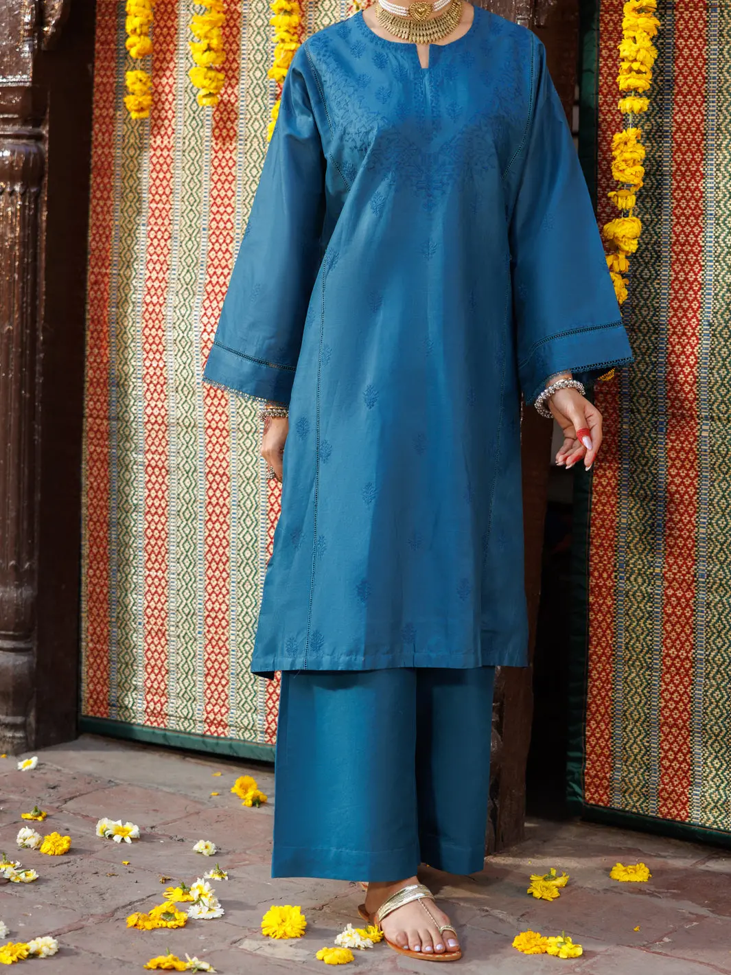 Turquoise Cambric Kurti - Alp-Lk-1063 1