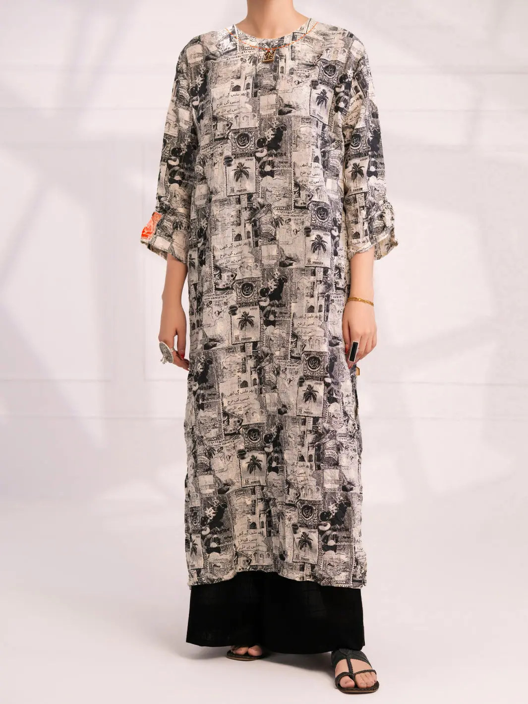 Black & White Dobby Kurti - Al-Lk-1079 1