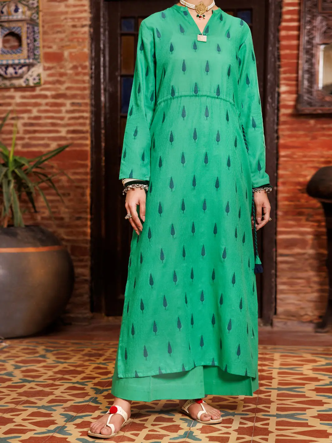 Green Yarn Dyed Tunic - Al-Lk-972 1
