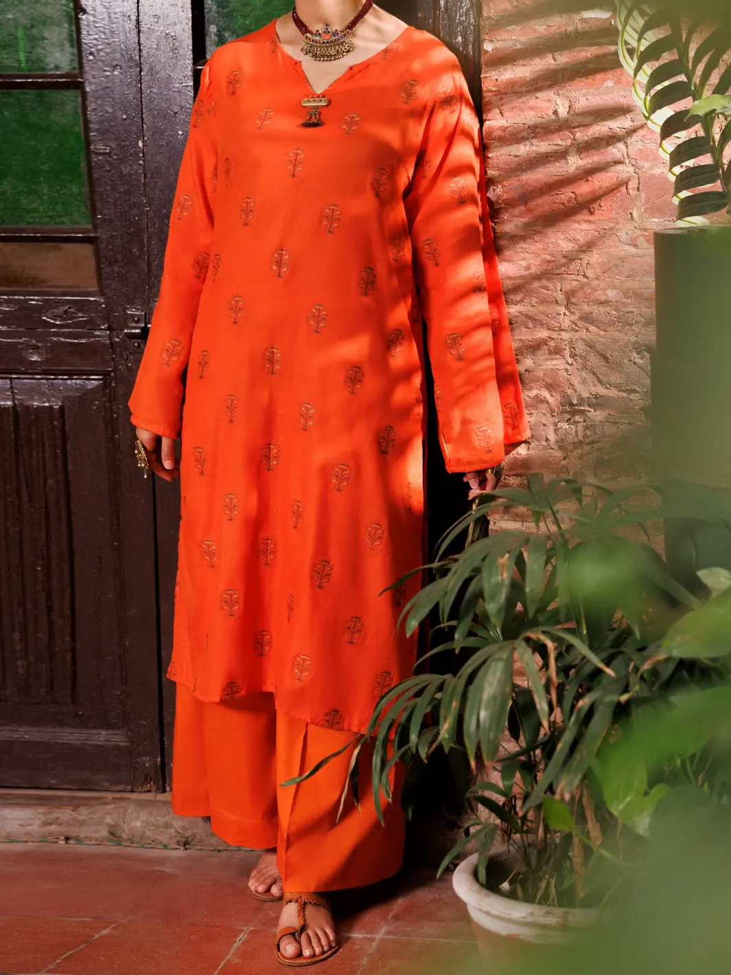 Orange Yarn Dyed Tunic - Al-Lk-974 1