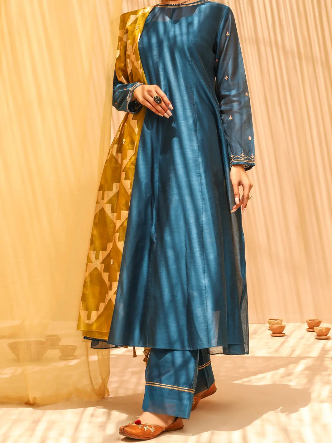 Blue Cotton Viscose Silk 2Pc Stitched - Alcr-2Ps-Lks-1022 1