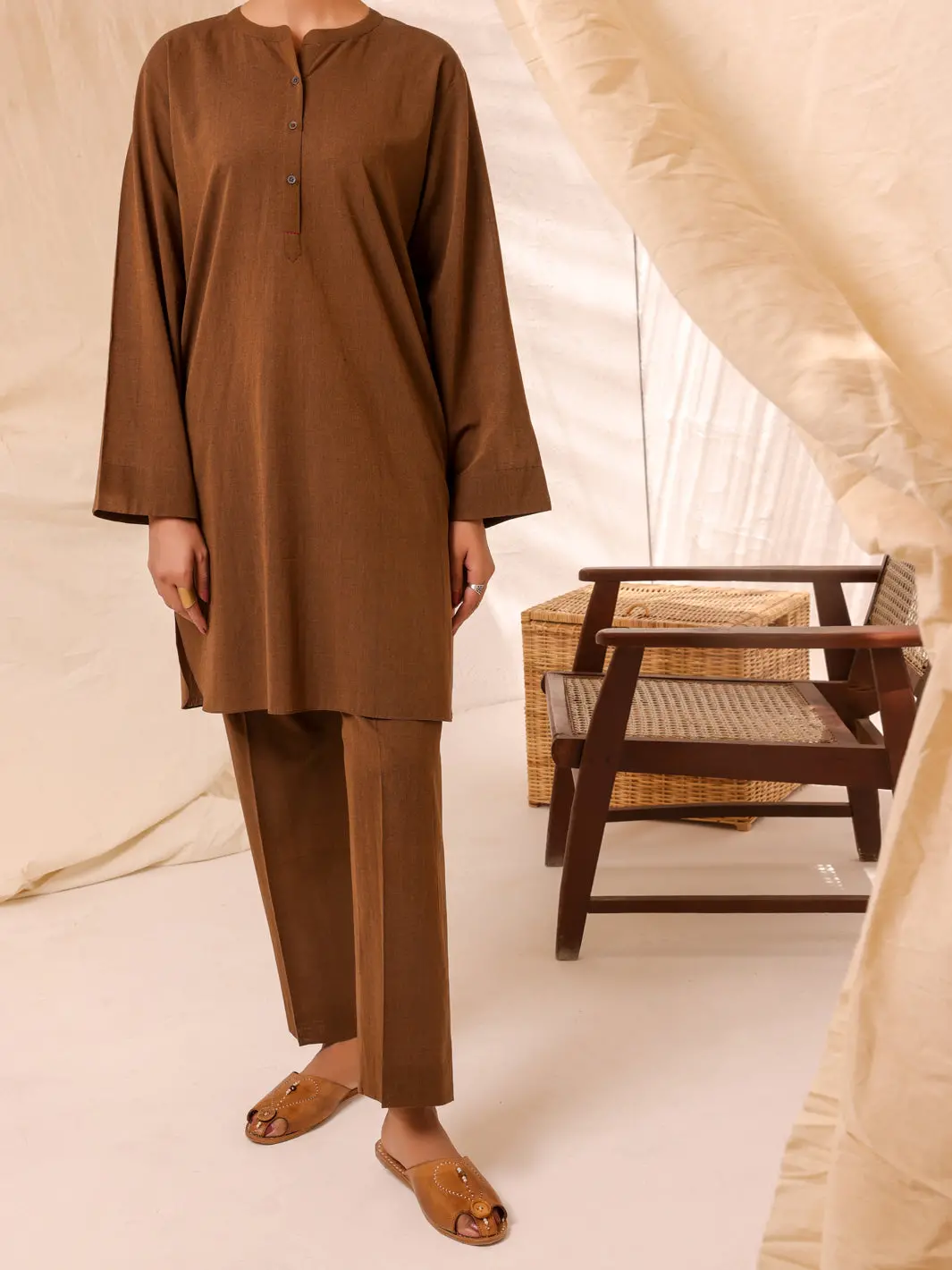 Brown Cotton 2Pc Stitched - Alcr-2Ps-Lks-1039 1