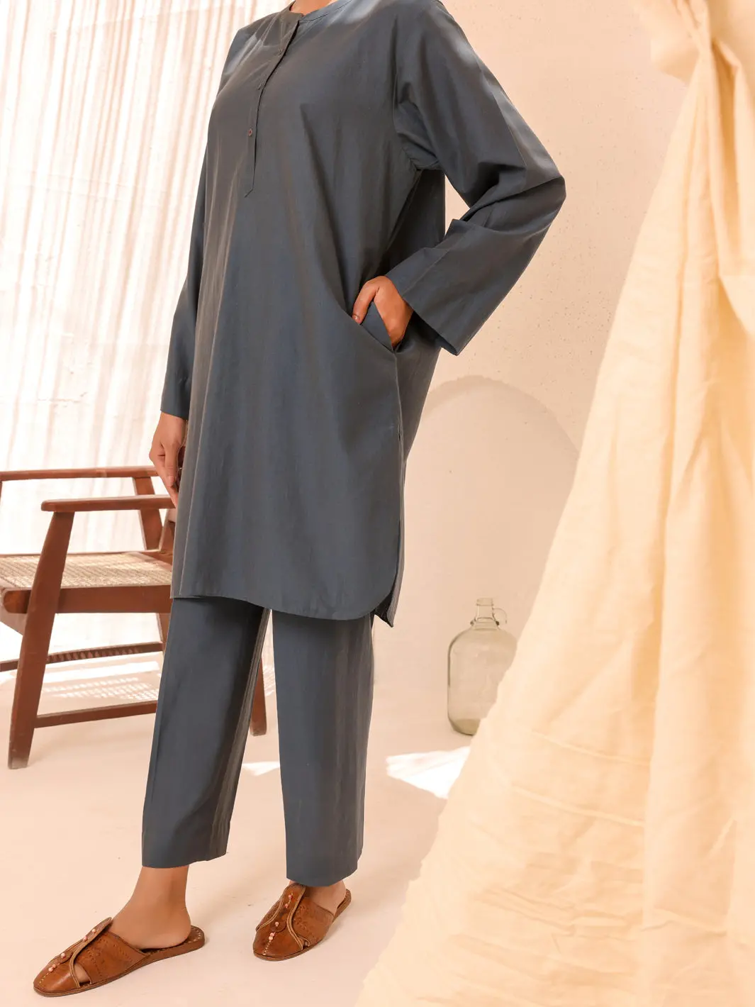 Dark Blue Cotton 2Pc Stitched - Alcr-2Ps-Lks-1040 1