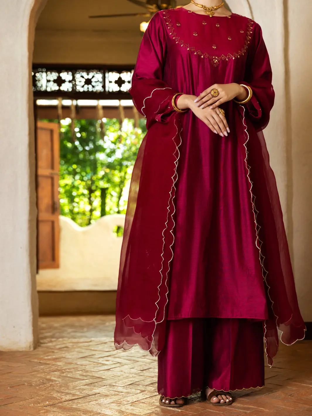 Fuchsia Modal 2Pc Stitched - Alcr-2Ps-Lks-1071 1