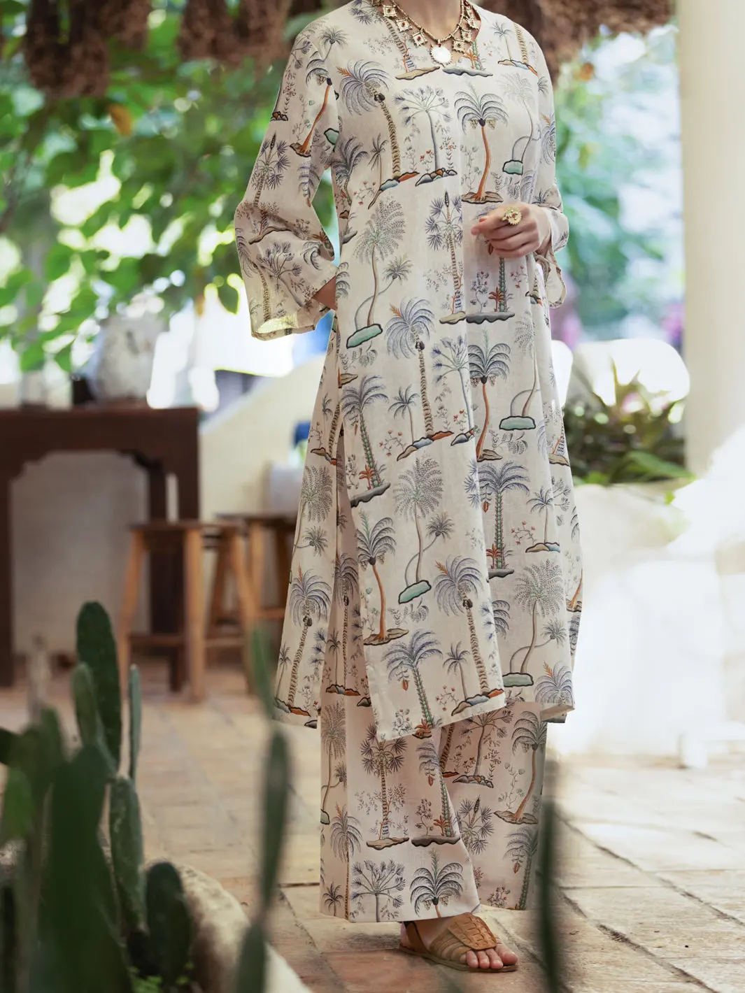 Beige 2Pc Stitched - Alcr-2Ps-Lks-1089 1
