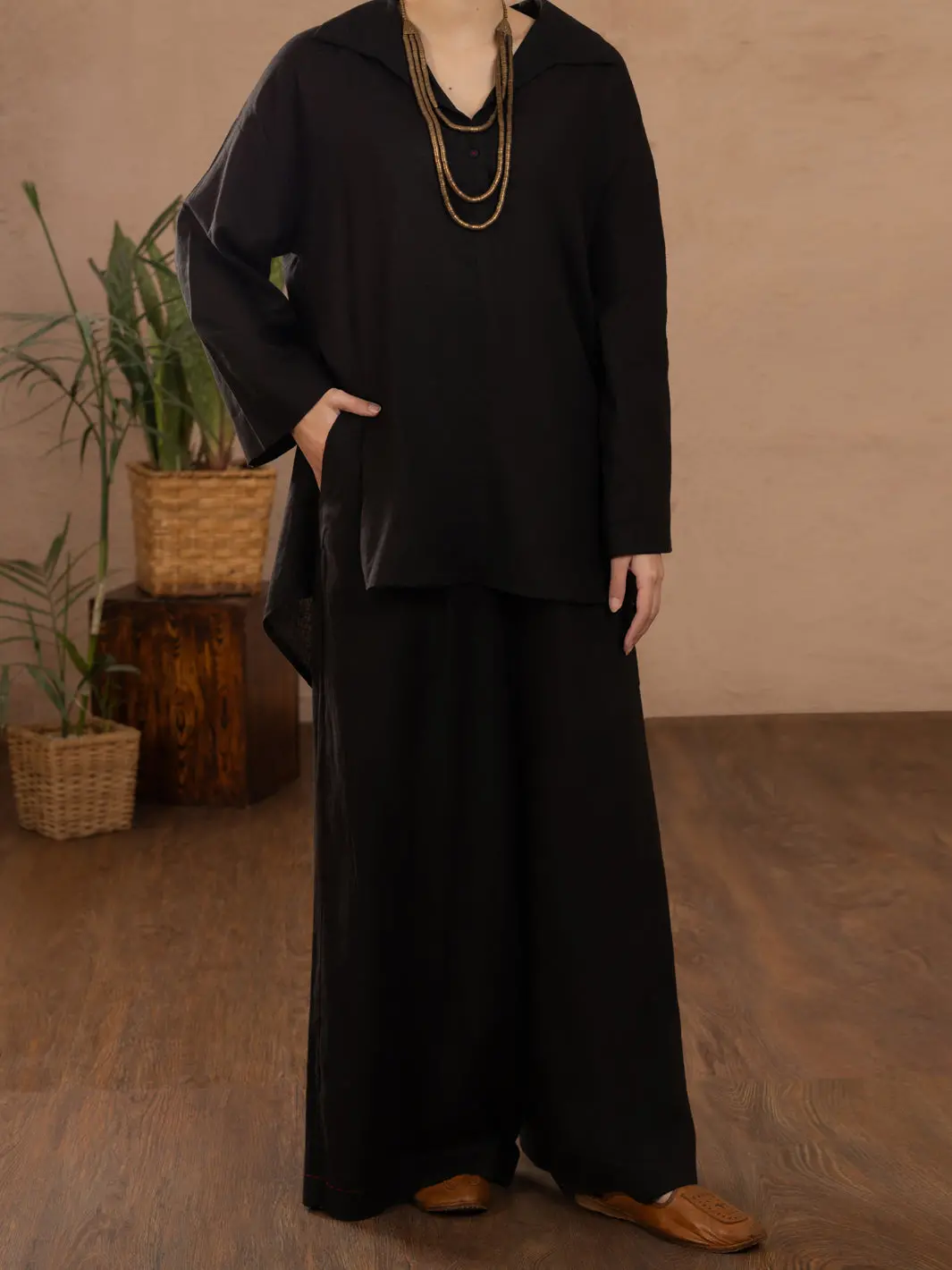 Black Linen Tunic - Alcr-Lk-1107 1