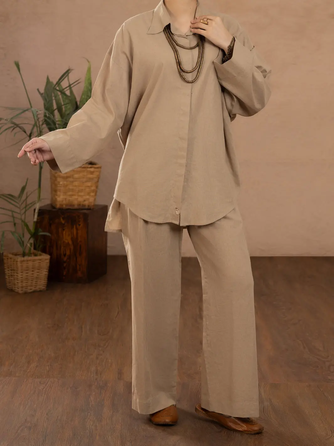 Beige Linen 2Pc Stitched - Alcr-2Ps-Lks-1111 1