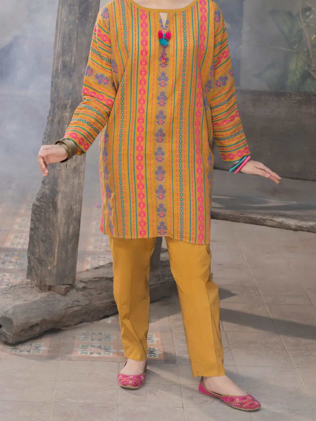 Mustard Yarn Dyed 2 Piece Stitched - Alt-2Ps-Lks-1143 1