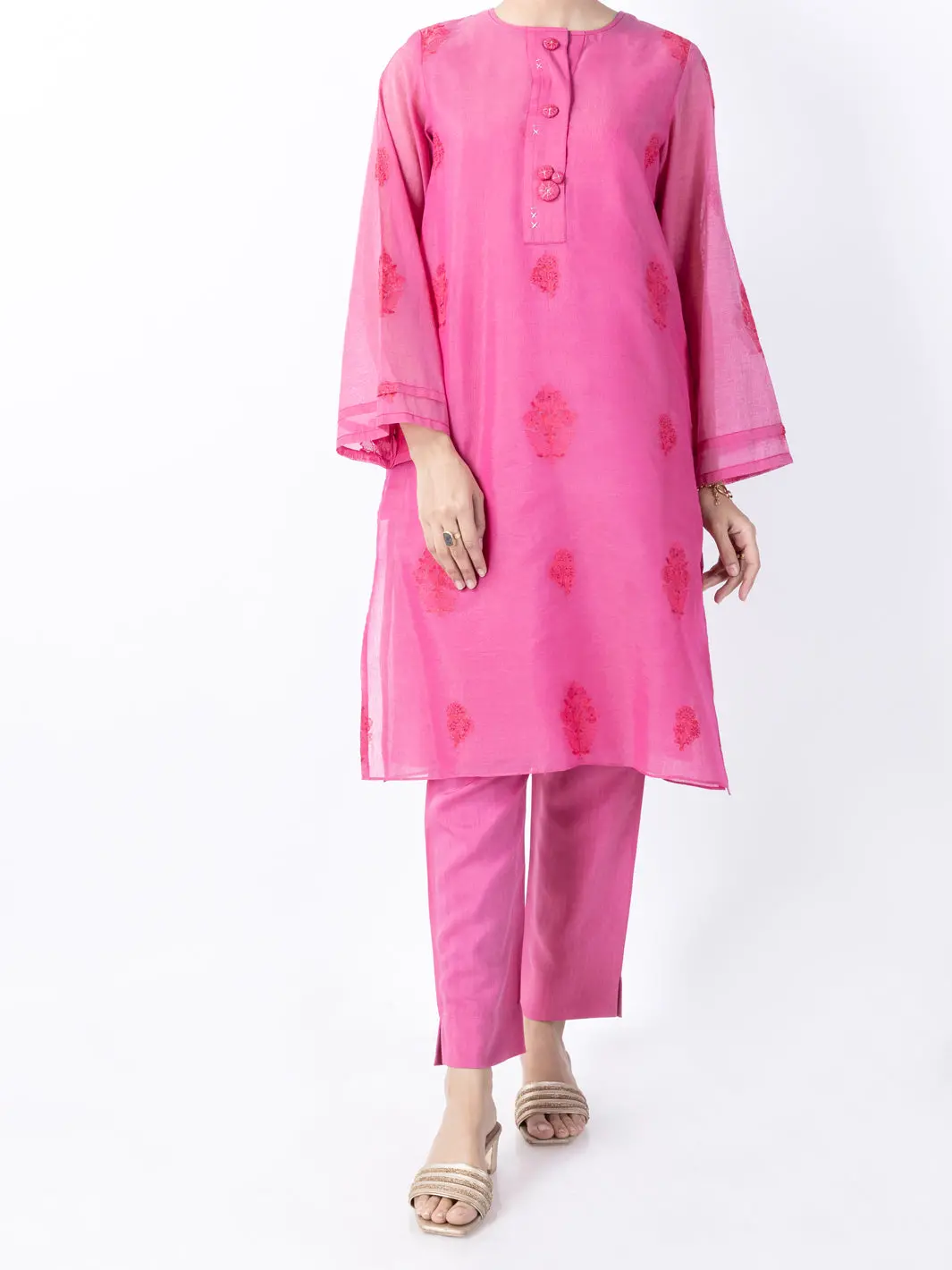 Pink Poly Cotton 2Pc Stitched - Al-2Ps-Lks-946B 1