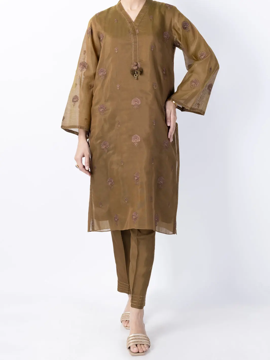 Mehndi Green Poly Cotton 2Pc Stitched - Al-2Ps-Lks-947A 1