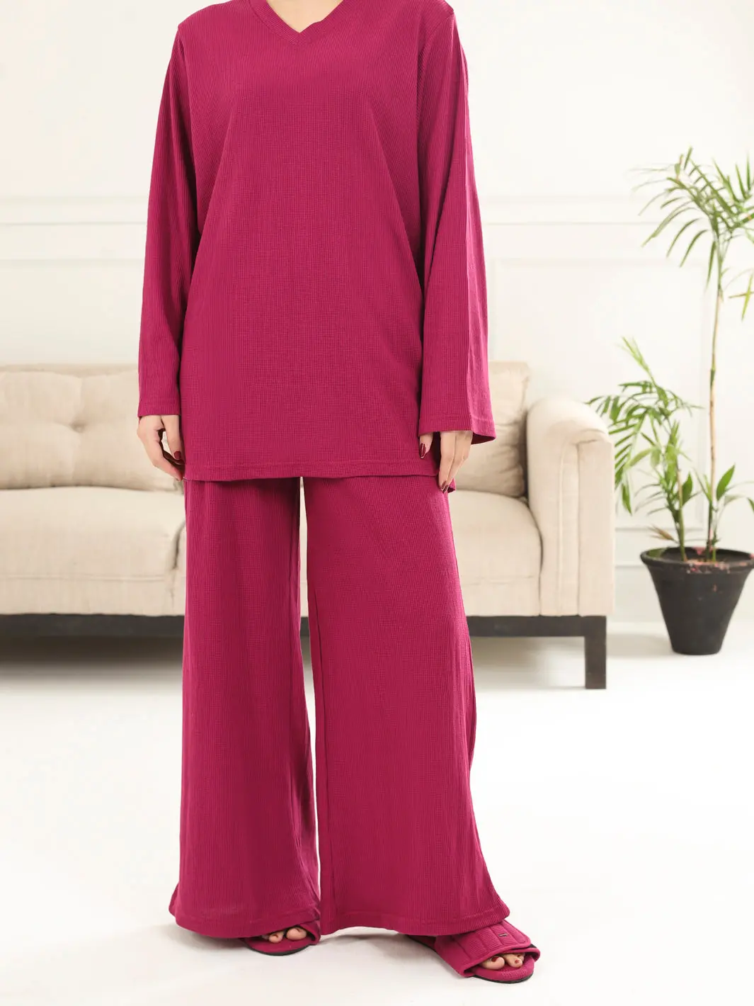 Magenta Knitted Co-Ord Set With Matching Slides - Awp-Lksfw-735 1
