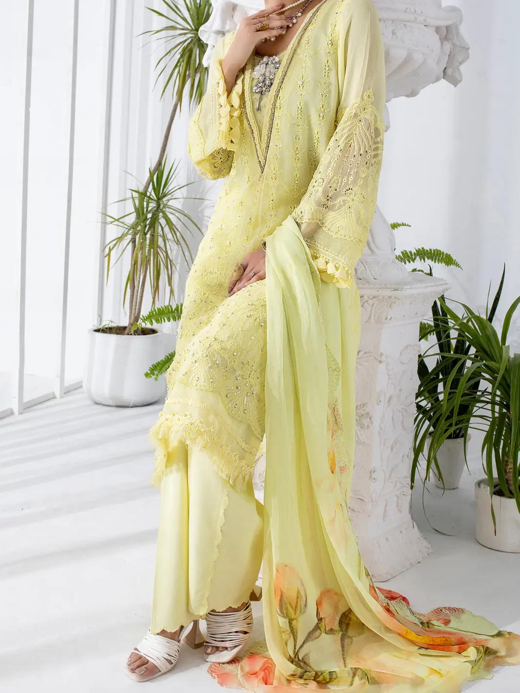 Lime Bemberg Chiffon 3 Piece Formal Stitched - Al-3Ps-Ls-309 1