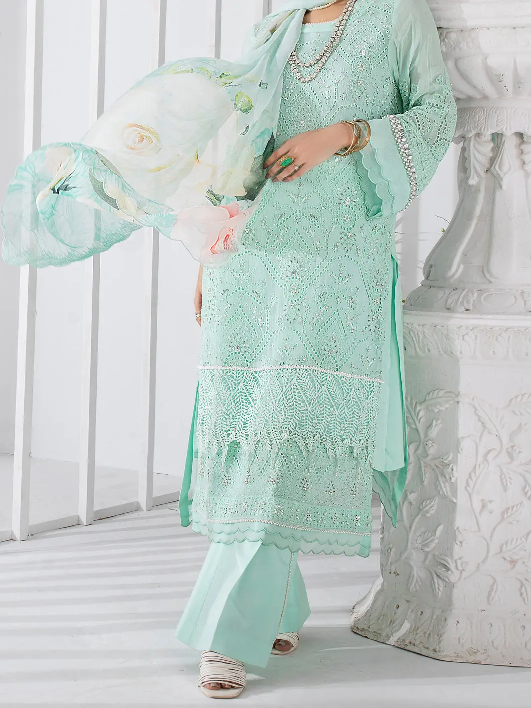 Sea Green Bemberg Chiffon 3 Piece Formal Stitched - Al-3Ps-Ls-310 1