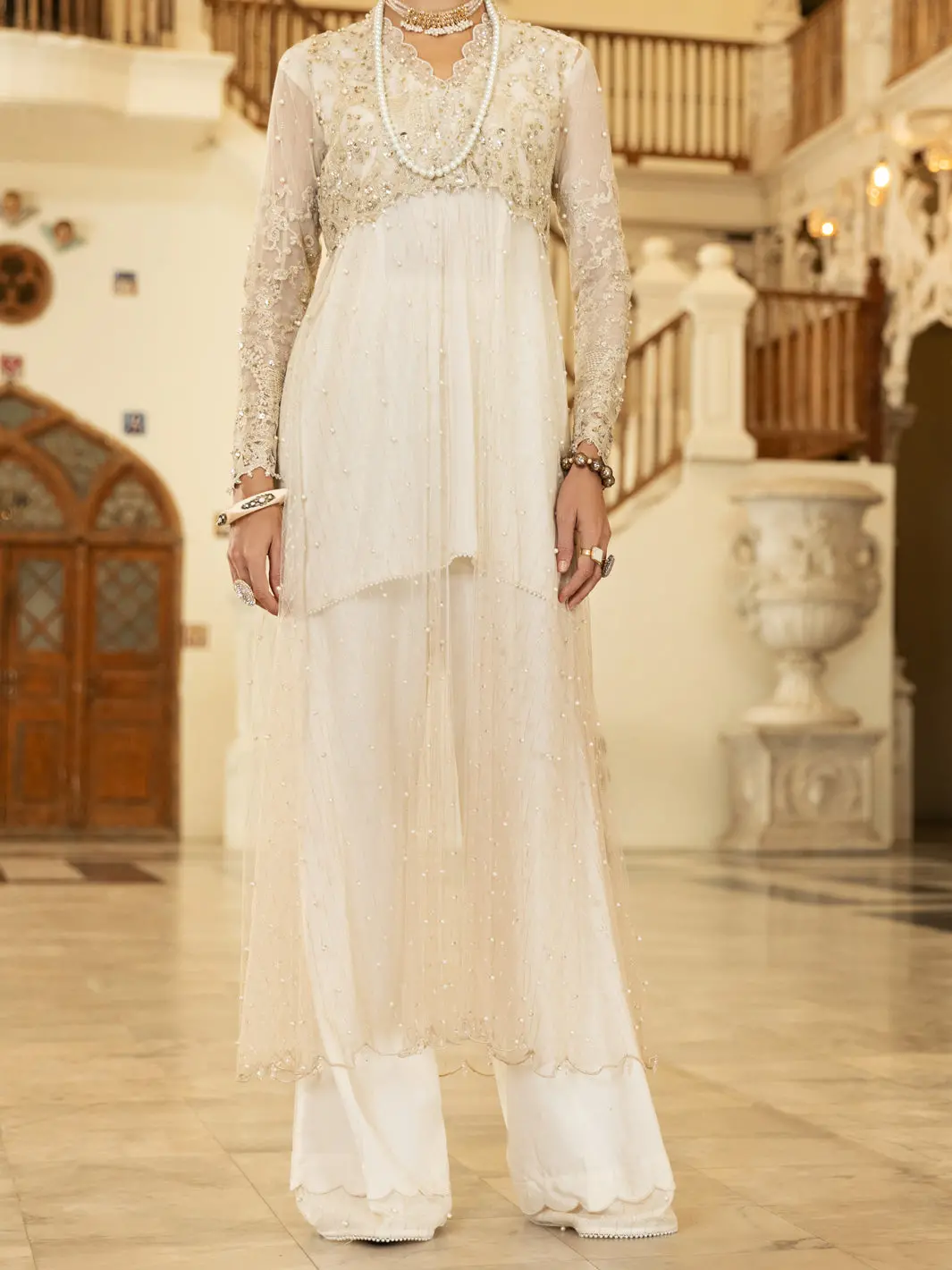 Off White Net 2Pc Formal Stitched - Al-2Ps-Ls-352 1