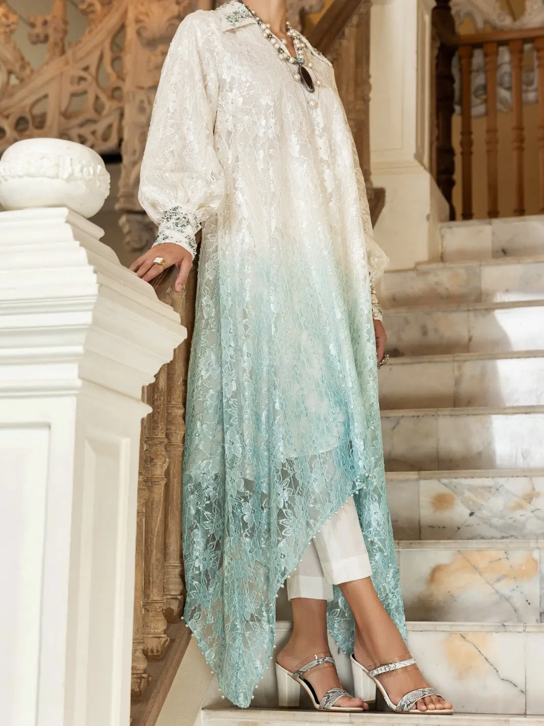 White Net 2Pc Formal Stitched - Al-2Ps-Ls-354 1