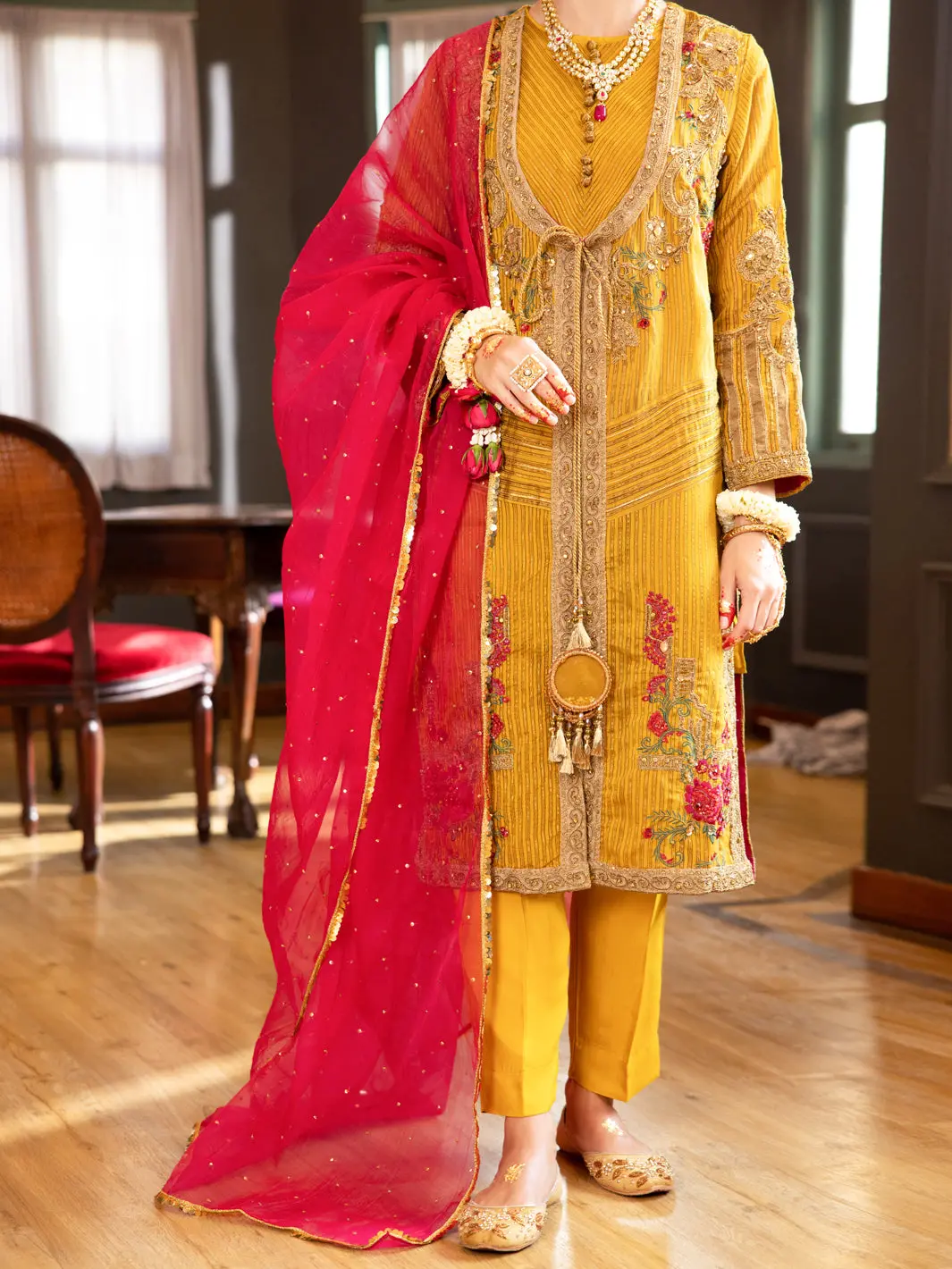 Mustard Khaddi Yarn-Dyed 3Pc Formal Stitched - Al-3Ps-Ls-374 1