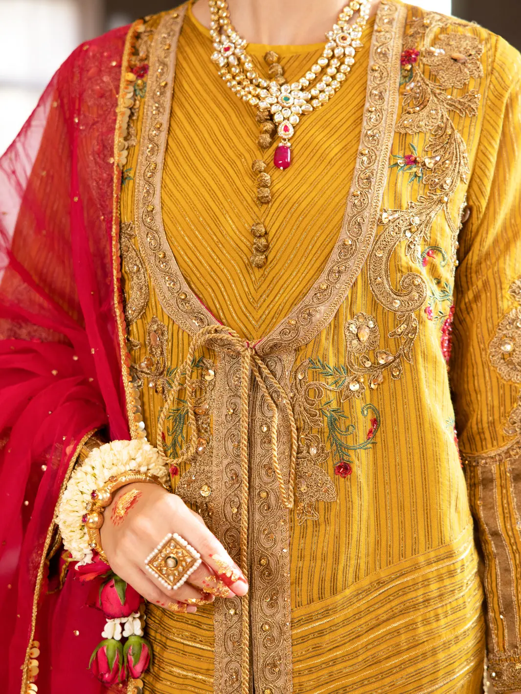 Mustard Khaddi Yarn-Dyed 3Pc Formal Stitched - Al-3Ps-Ls-374 3
