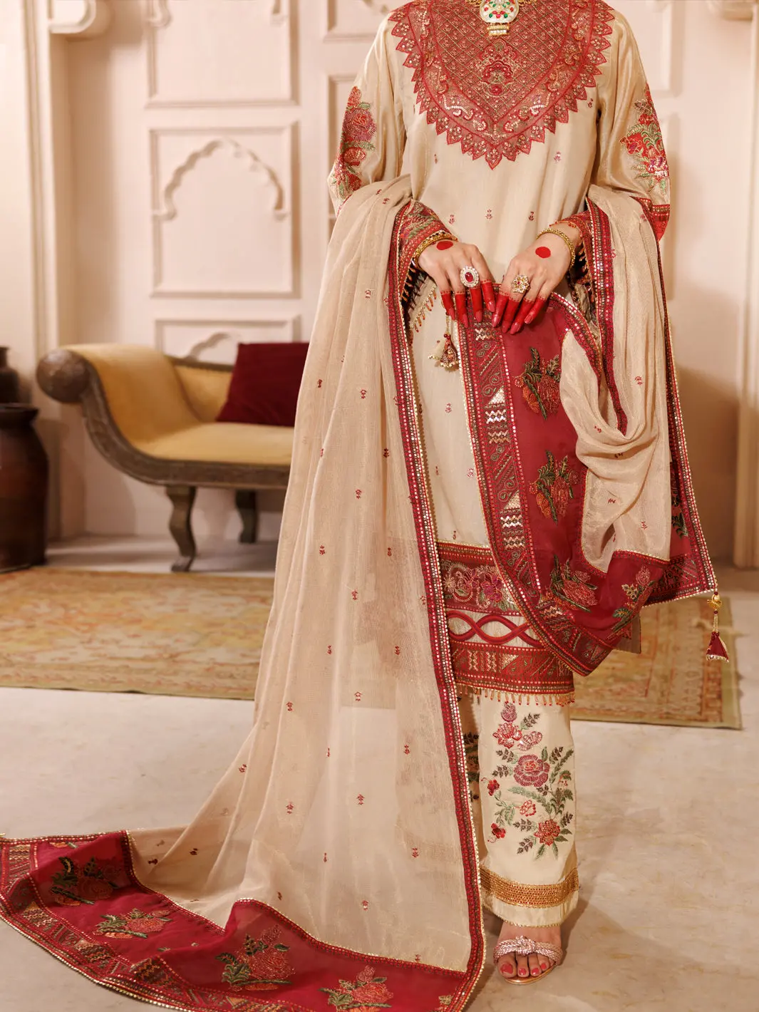 Beige Mesuri 3Pc Formal Stitched - Al-3Ps-Ls-452 1