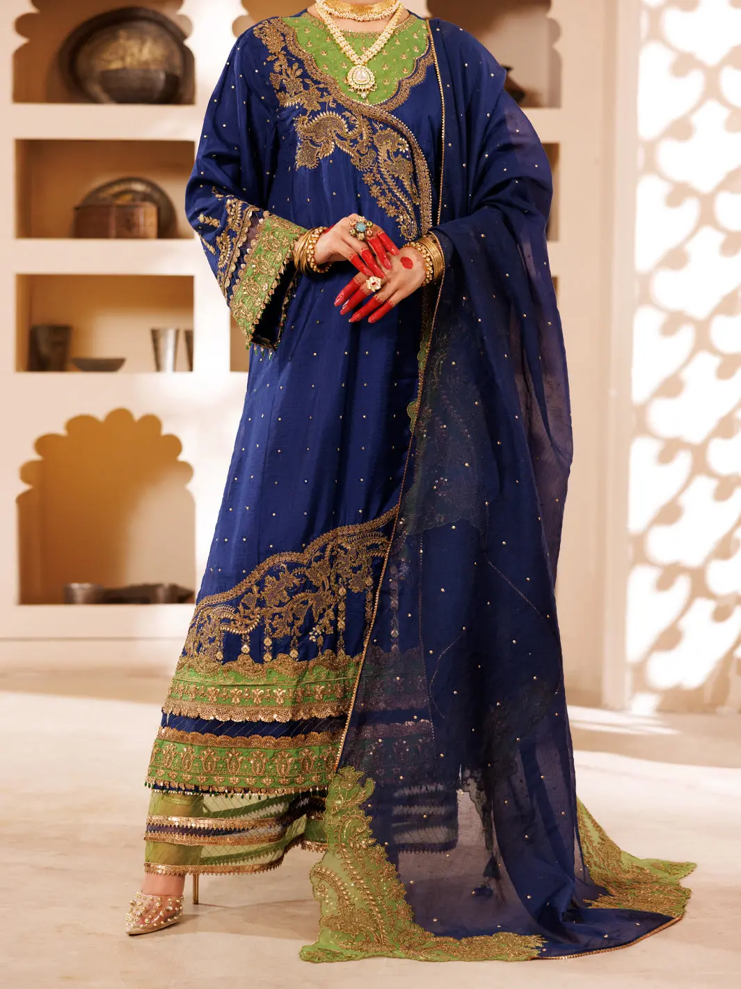 Blue Slub Viscose 3Pc Formal Stitched - Al-3Ps-Ls-455 1