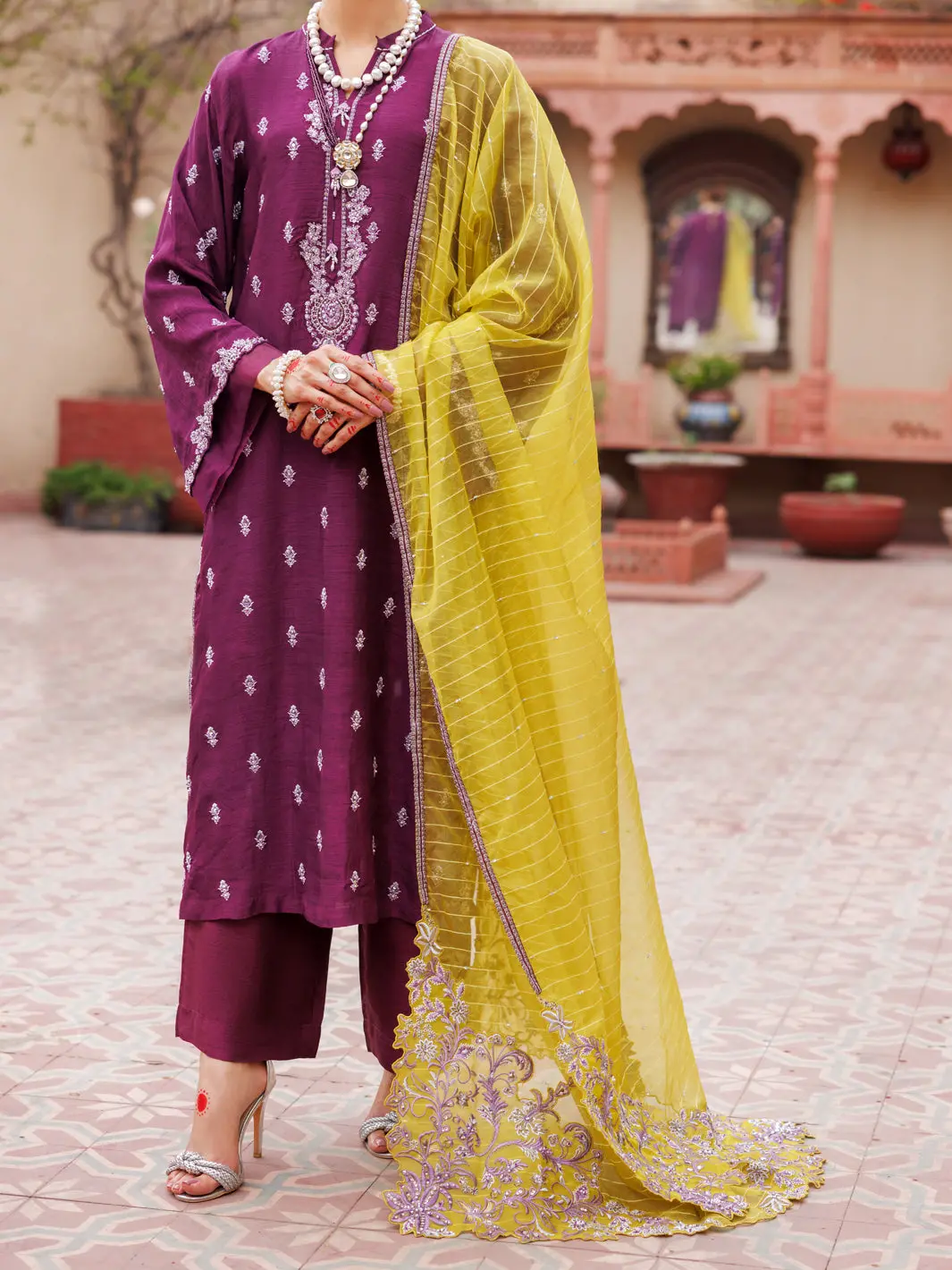 Purple Raw Silk 3Pc Formal Stitched - Al-3Ps-Ls-472 1