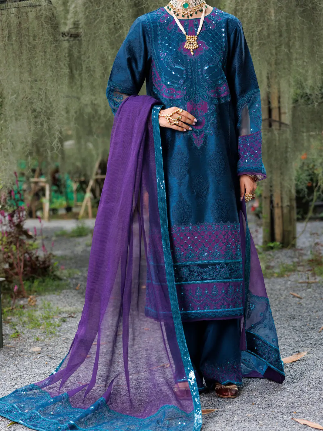 Teal Raw Silk Formal 3Pc Stitched - Al-3Ps-Ls-522 1