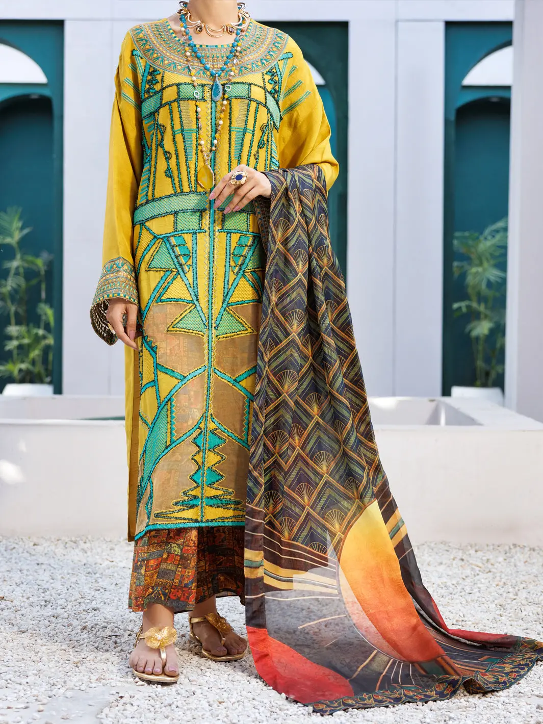 Yellow Raw Silk Formal 3Pc Stitched - Al-3Ps-Ls-546 1