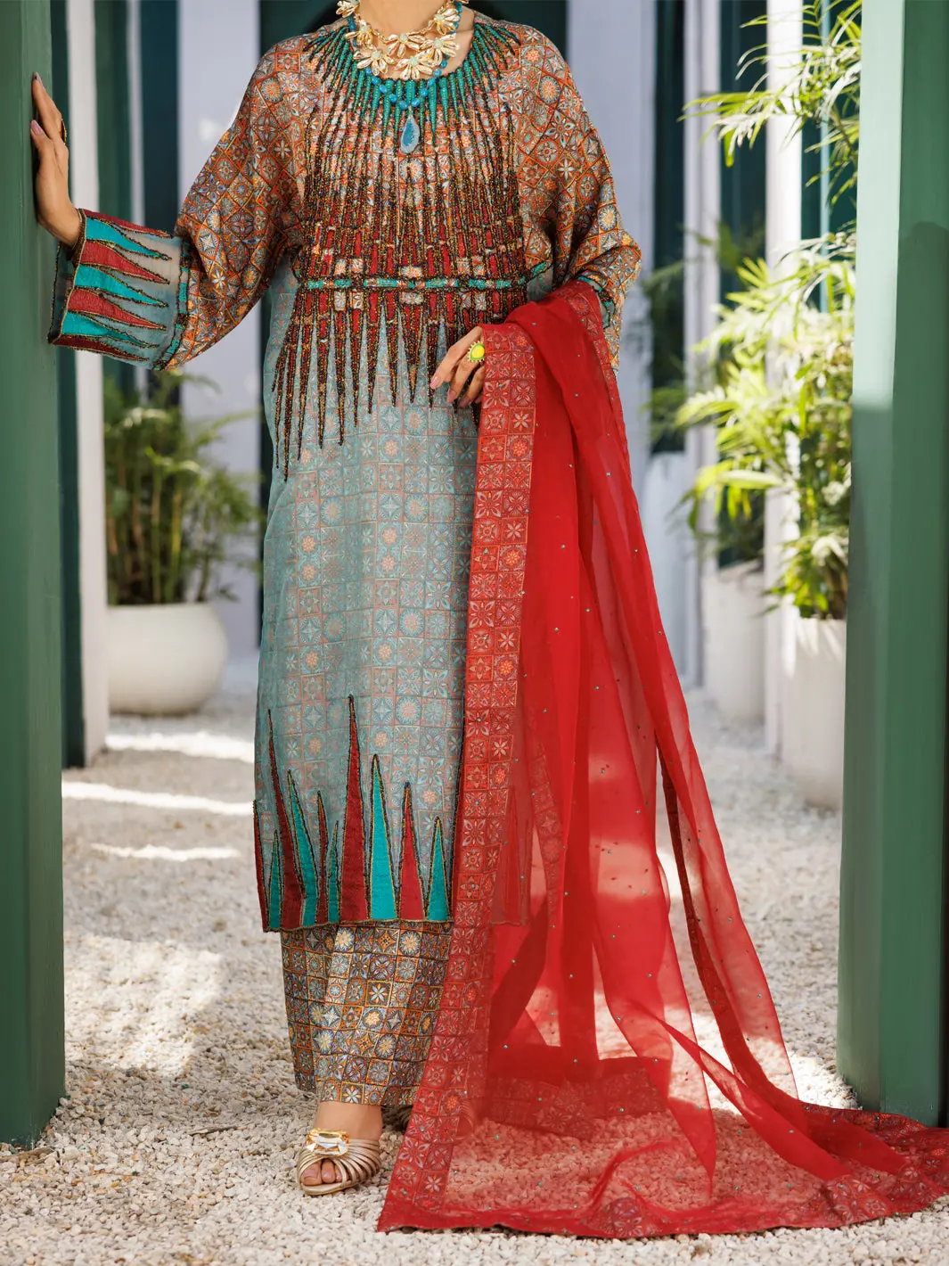 Multicolor Raw Silk Formal 3Pc Stitched - Al-3Ps-Ls-547 1