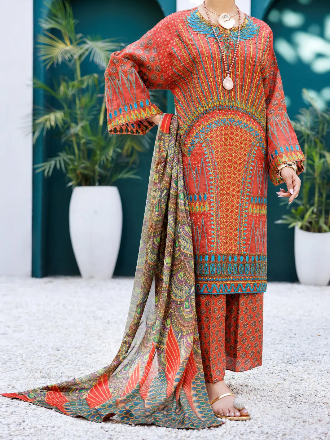 Maroon Raw Silk Formal 3Pc Stitched - Al-3Ps-Ls-549 1