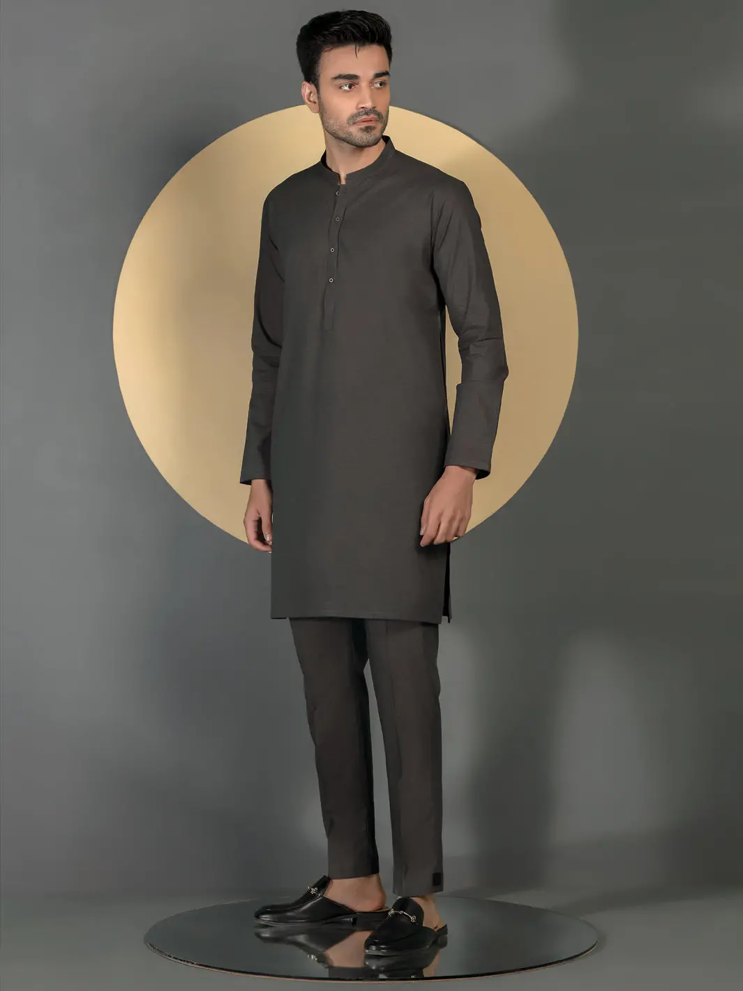 Light Brown Cotton Men Unstitched Fabric - Al-Maharaja-22 1