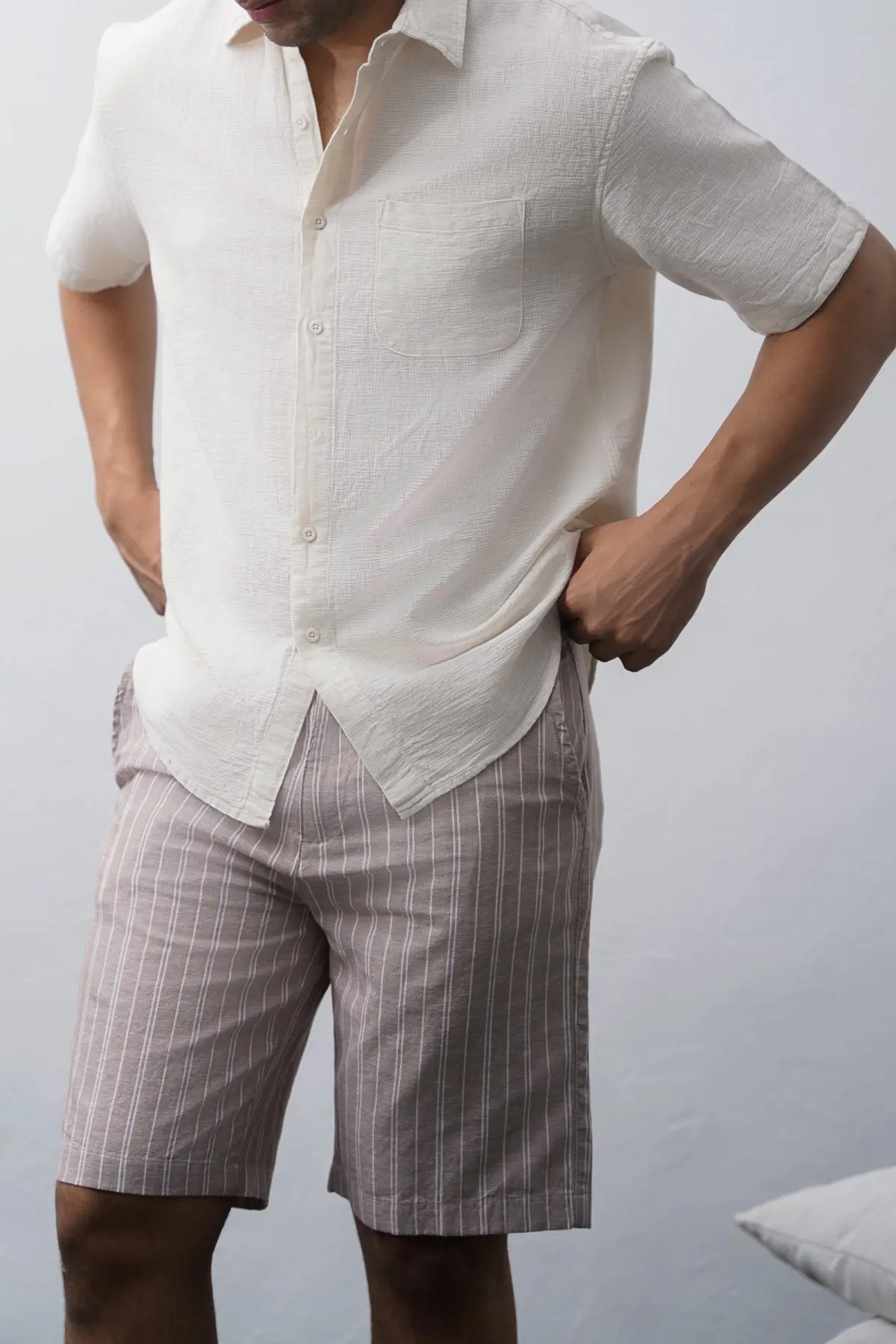 Striped Shorts With Linen 1