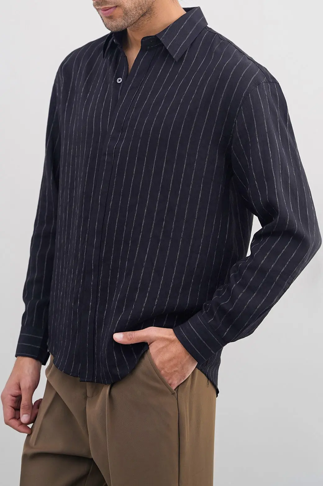 Flowy Pin Stripped Shirt 1