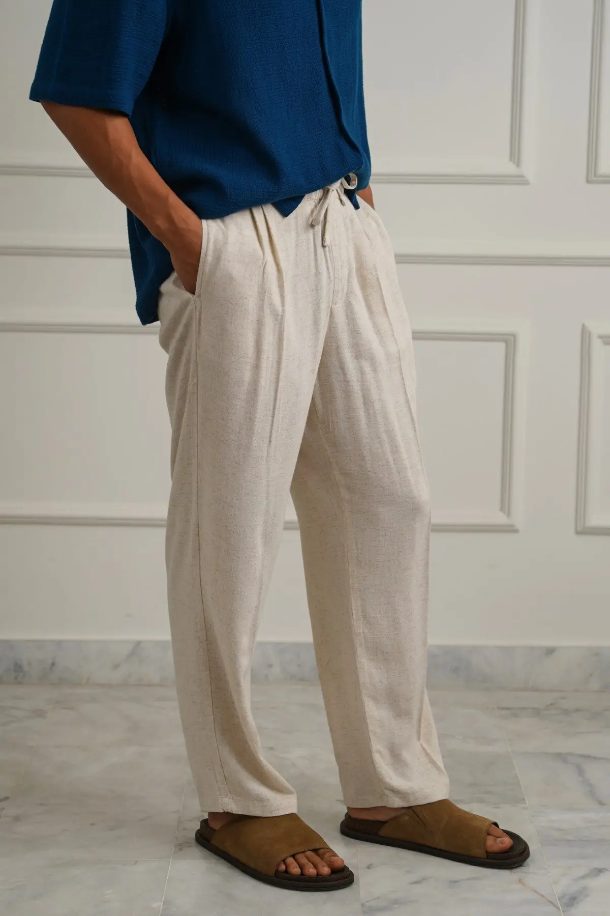 Linen Blend Baggy Pants 1
