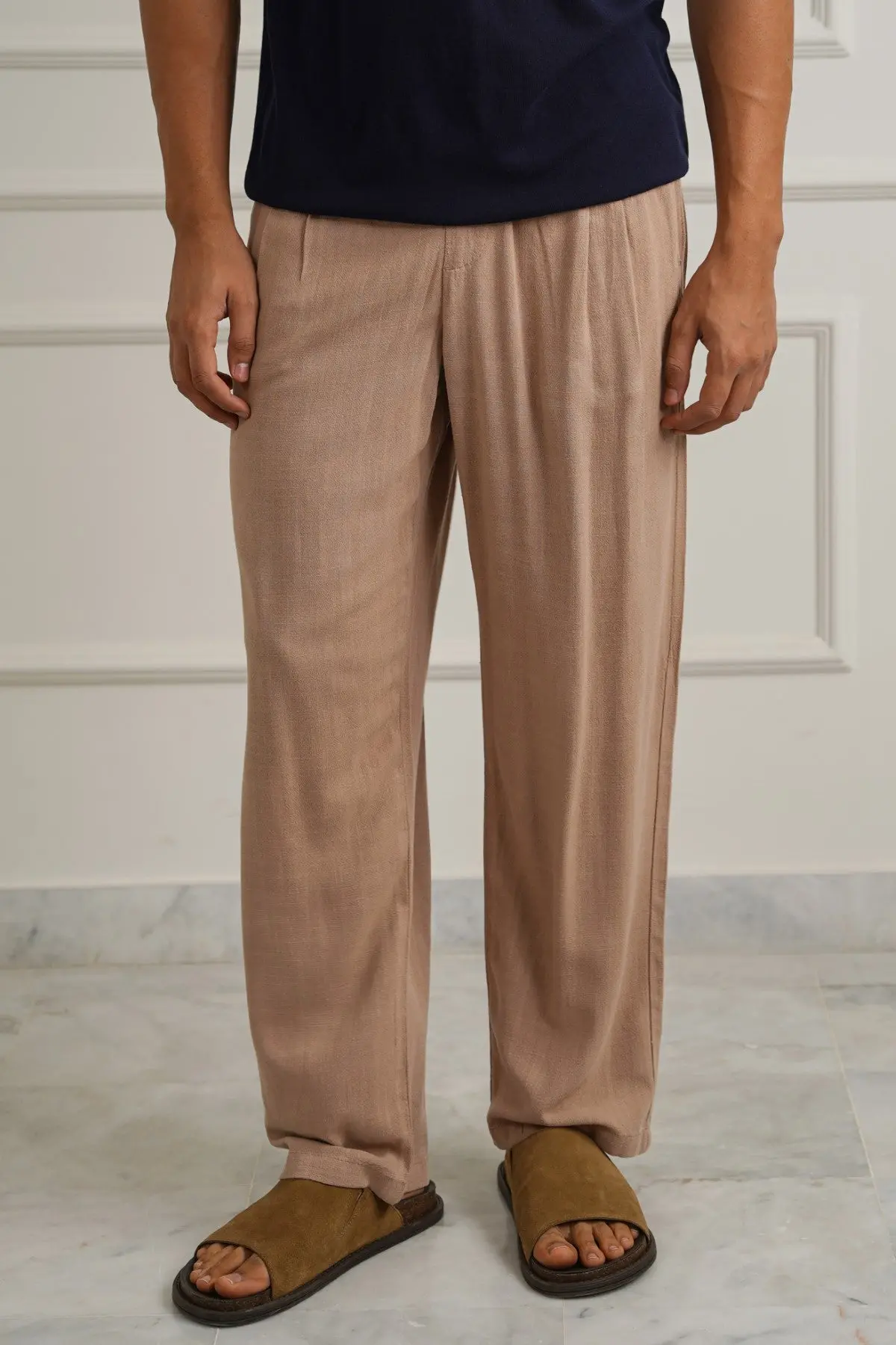 Linen Blend Baggy Pants 1