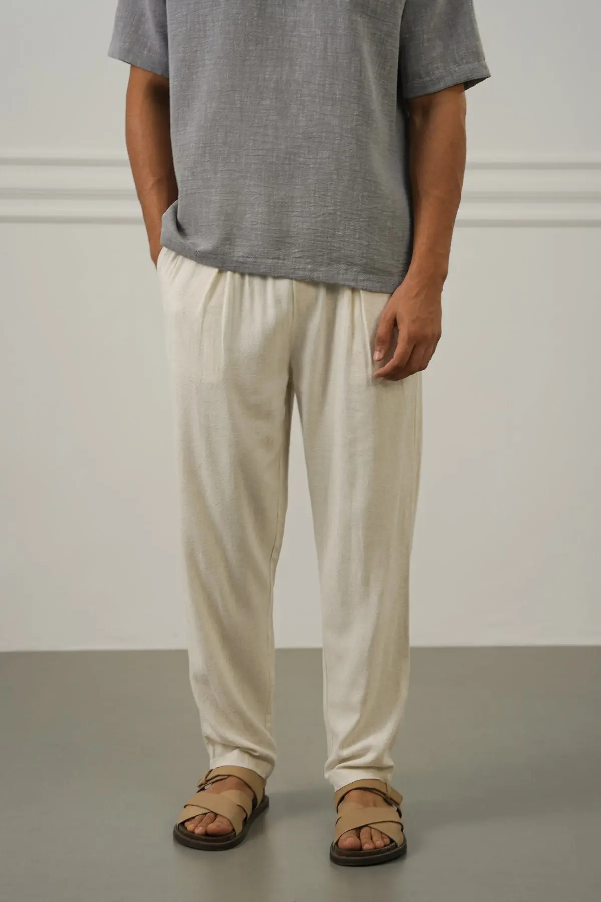 Flowy Blended Linen Trousers 1